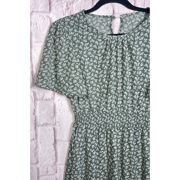 Women's Floral Print Long Dress Summer Short Sleeve Designer Style Boho Dress M - Picture 6 of 12